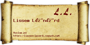 Lissem Lénárd névjegykártya